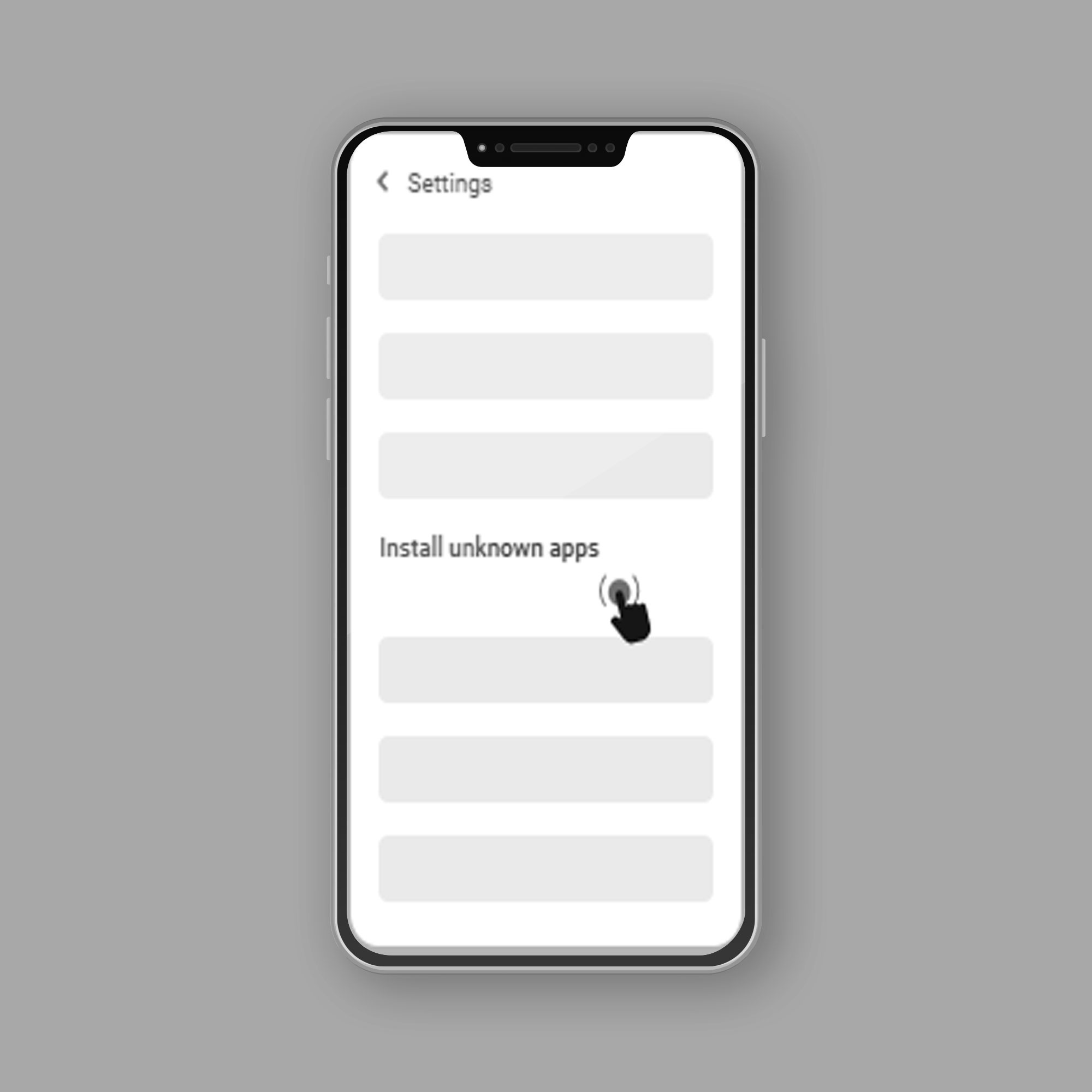 2. Open the "install unknown app" section in setting.